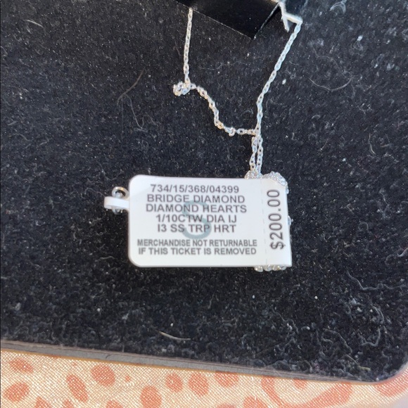 Triple Heart Sterling Silver with Diamonds Necklace - Picture 6 of 7